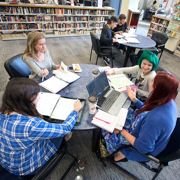 Students sitting around a table
