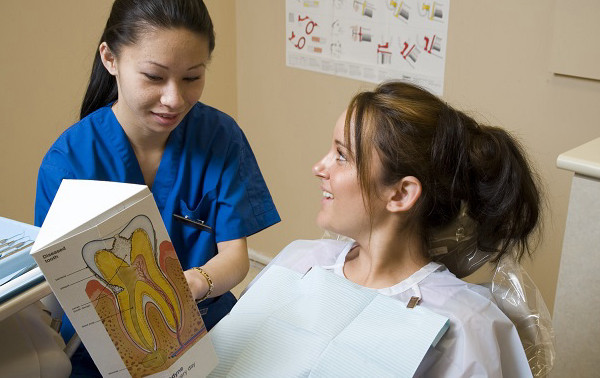 Two women in dentist office