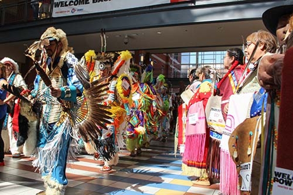 Indigenous people wearing traditional clothing