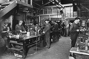 Historical photograph of a classroom on SAIT campus.