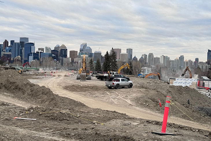 Heavy machinery working to demolish the Campus Centre building