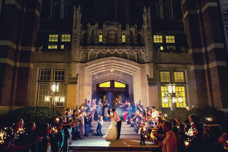 A couple outside Heritage Hall