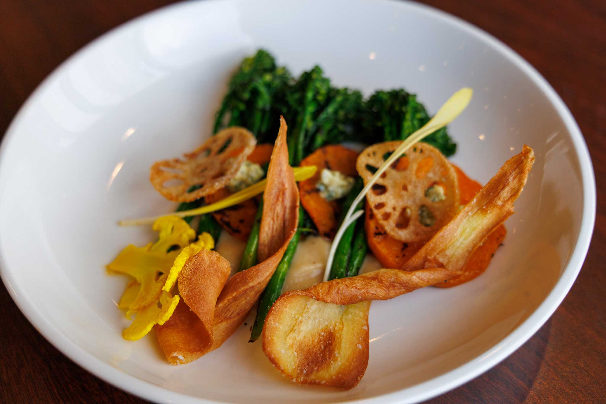 Various charred seasonal vegetables