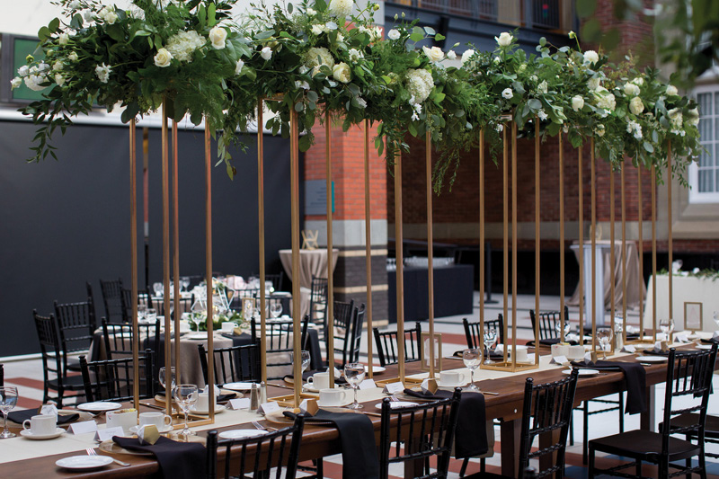 Wedding tables setup in Irene Lewis Atrium
