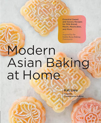 Book cover image for modern asian baking at home, with a photo of tasty asian desserts on the front.