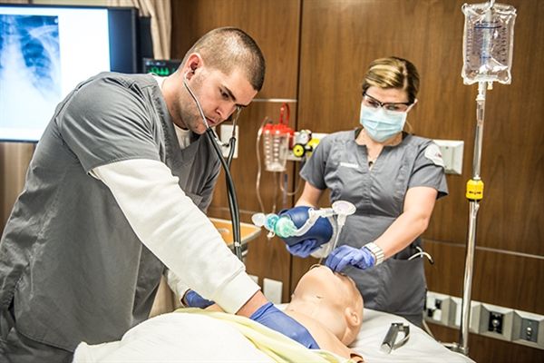 Respiratory Therapy students in a SAIT lab.