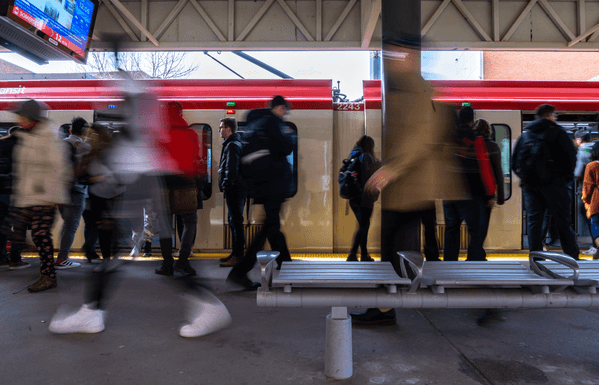 People in a train station