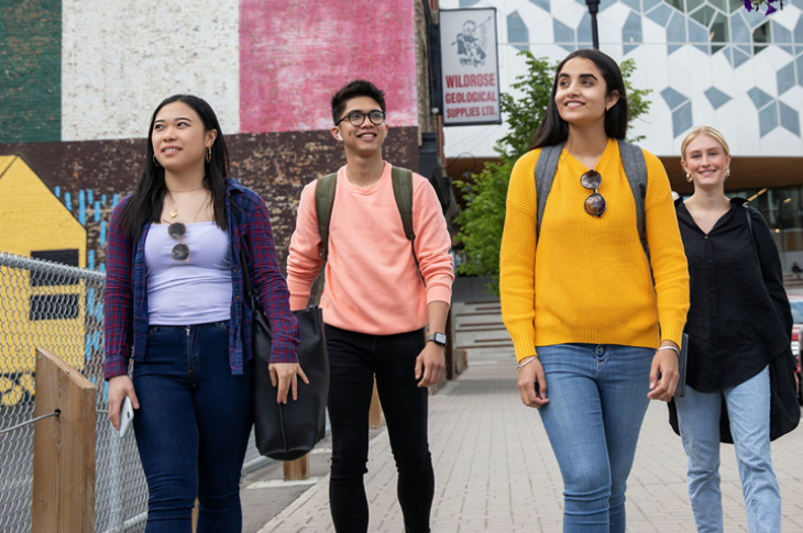 international students walking