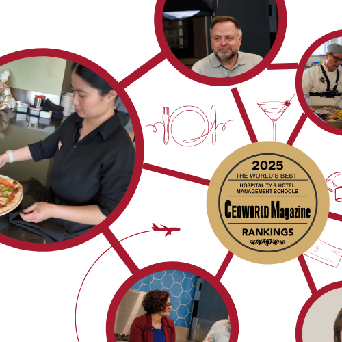 visual of deans and students at the School of Hospitality and Tourism at SAIT